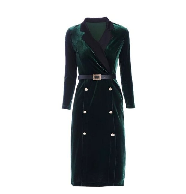 Vestido Vintage Años 40 De Terciopelo Verde