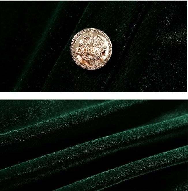 Vestido Vintage Años 40 De Terciopelo Verde