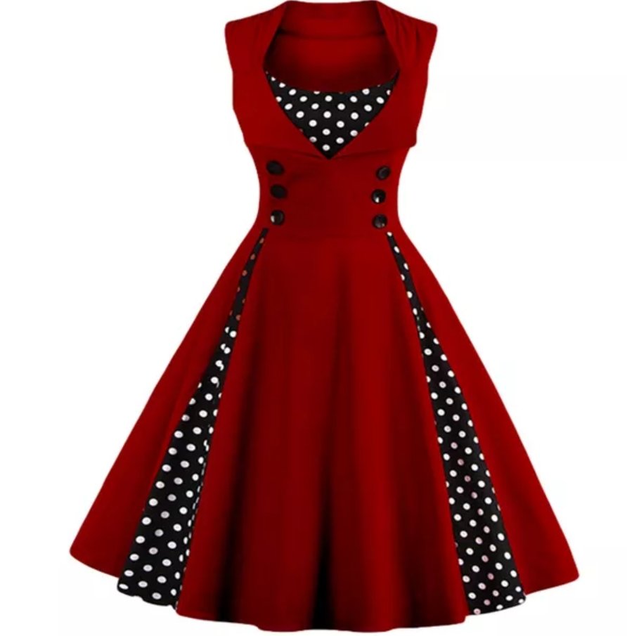 Vestido Vintage 60s Talla Grande Burdeos