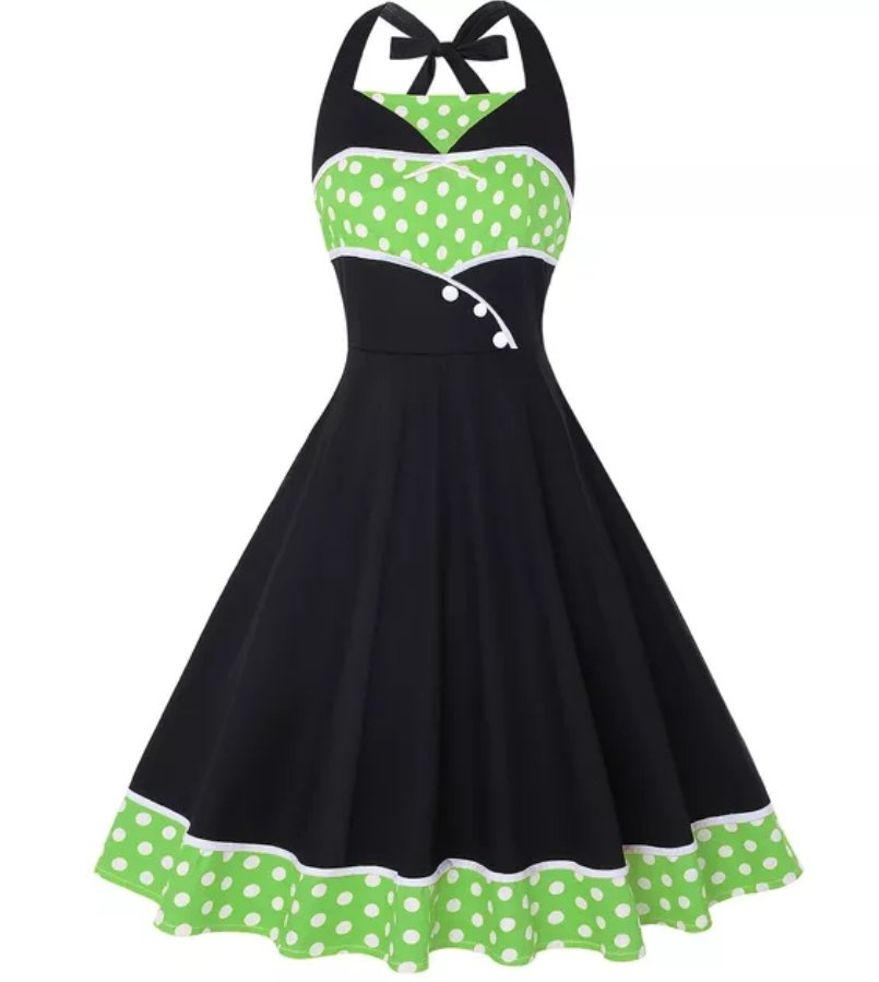 Vestido Vintage 60s Talla Grande Verde