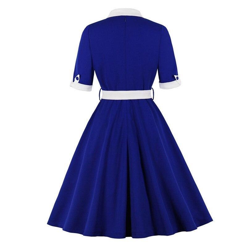 Vestido Vintage Azul Blanco Otoño