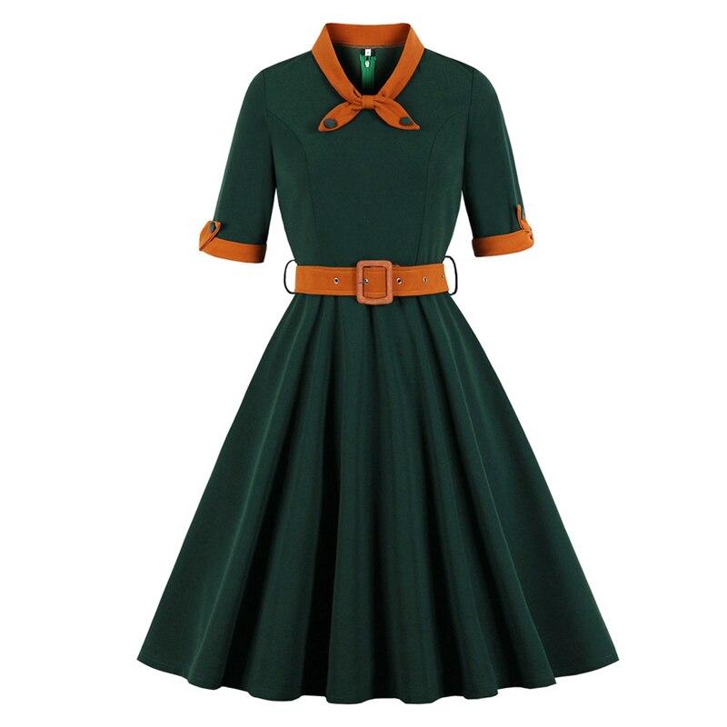 Vestido Vintage Otoño Verde