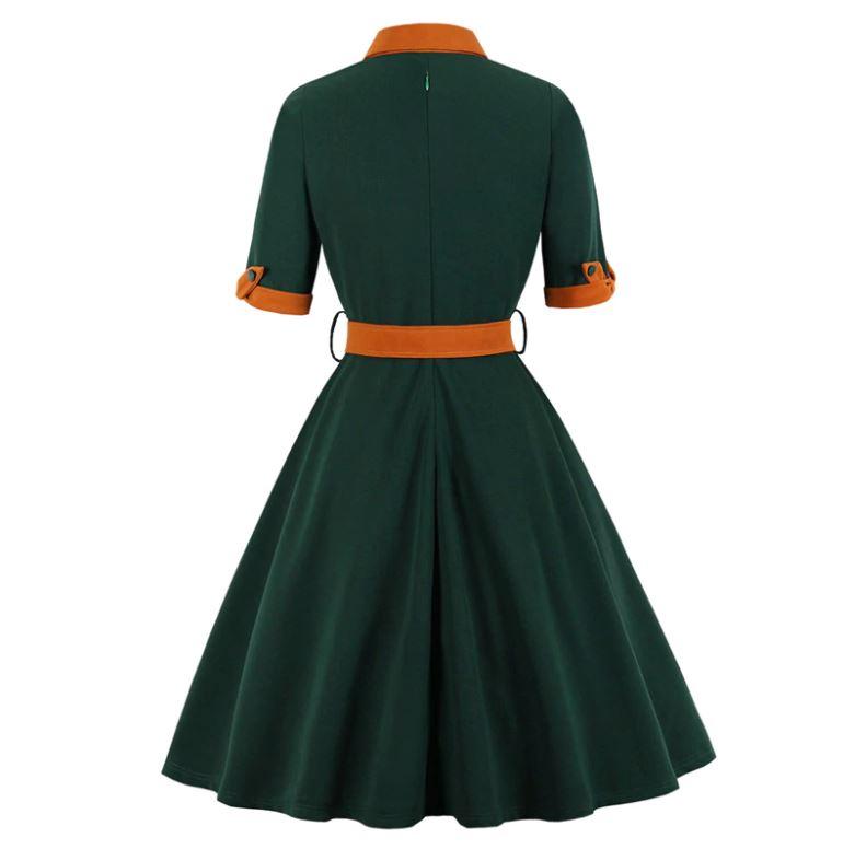 Vestido Vintage Otoño Verde