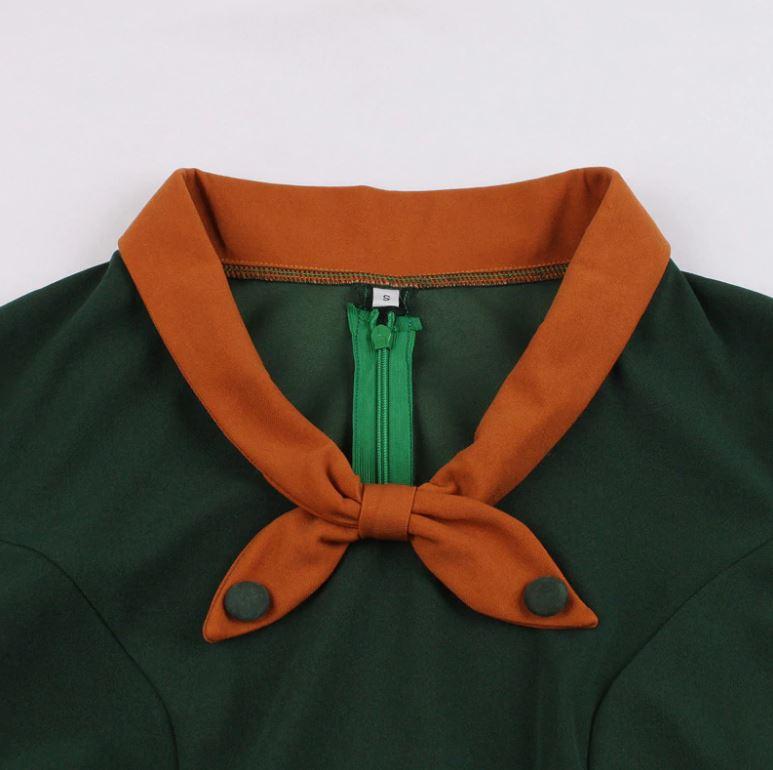 Vestido Vintage Otoño Verde