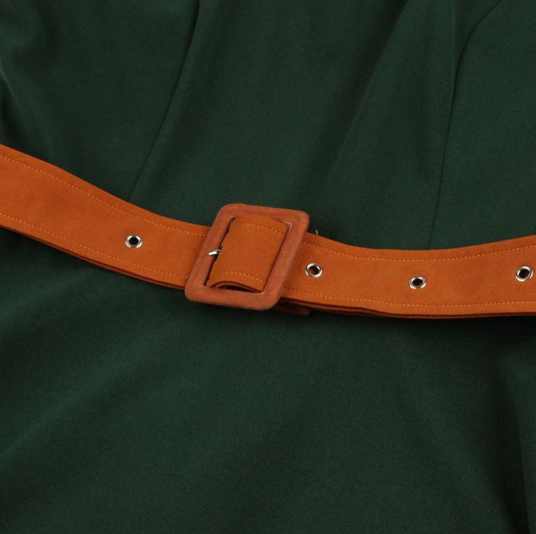 Vestido Vintage Otoño Verde