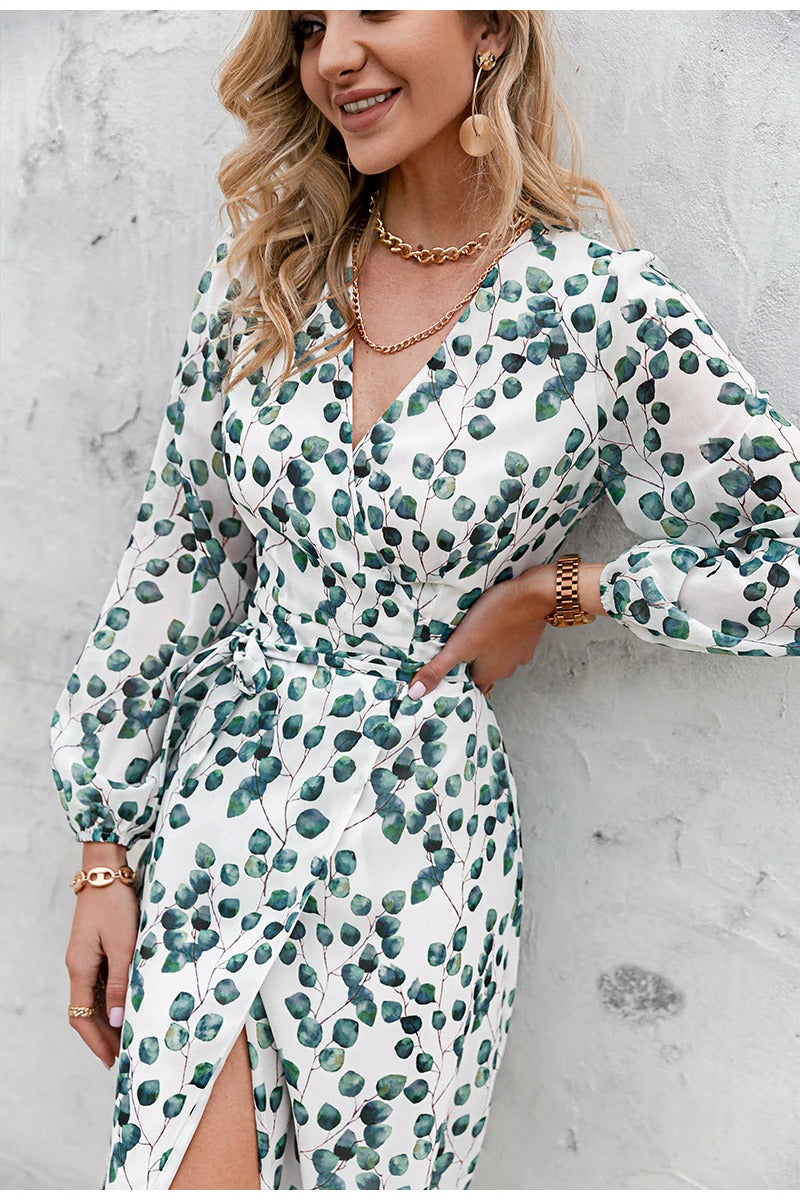 Vestido Vintage Blanco Y Verde