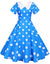 Vestido Vintage Azul Con Lunares Blancos