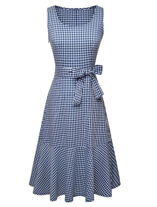 Vestido Vintage Cuadros Azul
