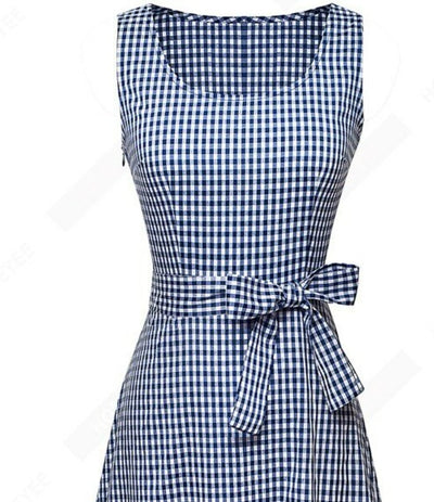 Vestido Vintage Cuadros Azul