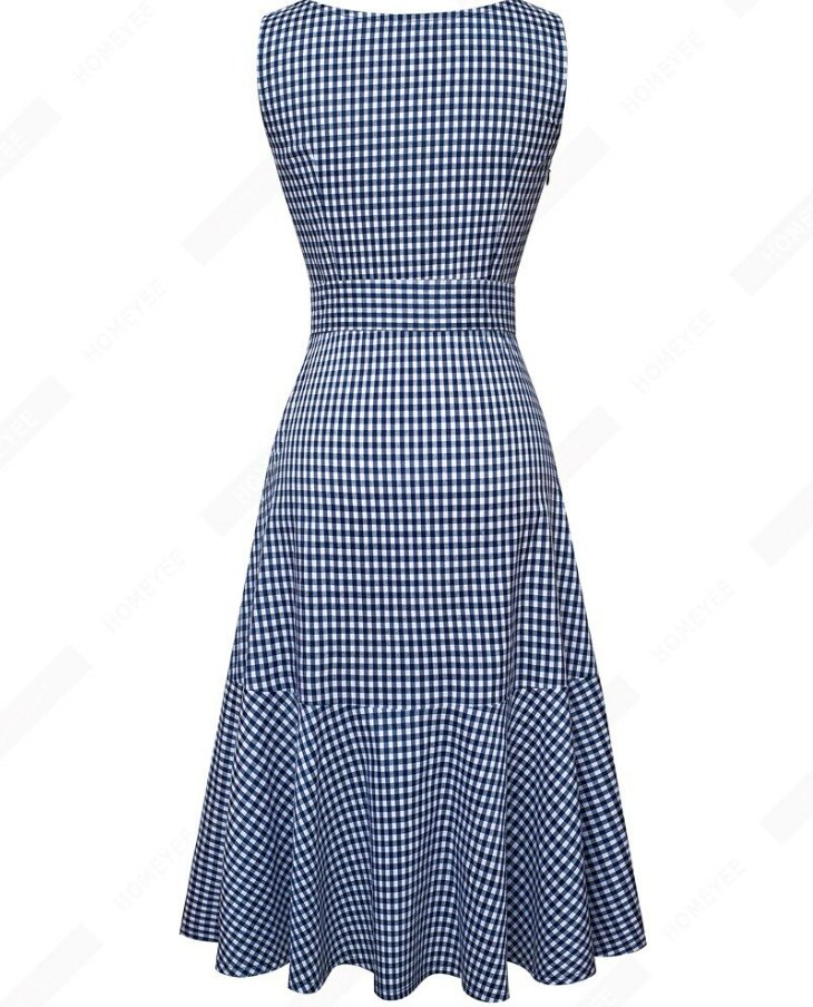 Vestido Vintage Cuadros Azul