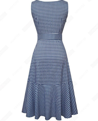 Vestido Vintage Cuadros Azul