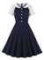 Vestido Vintage Azul Con Cuello De Encaje