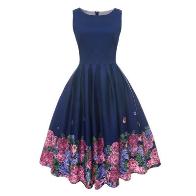 Vestido Vintage Azul Plisado