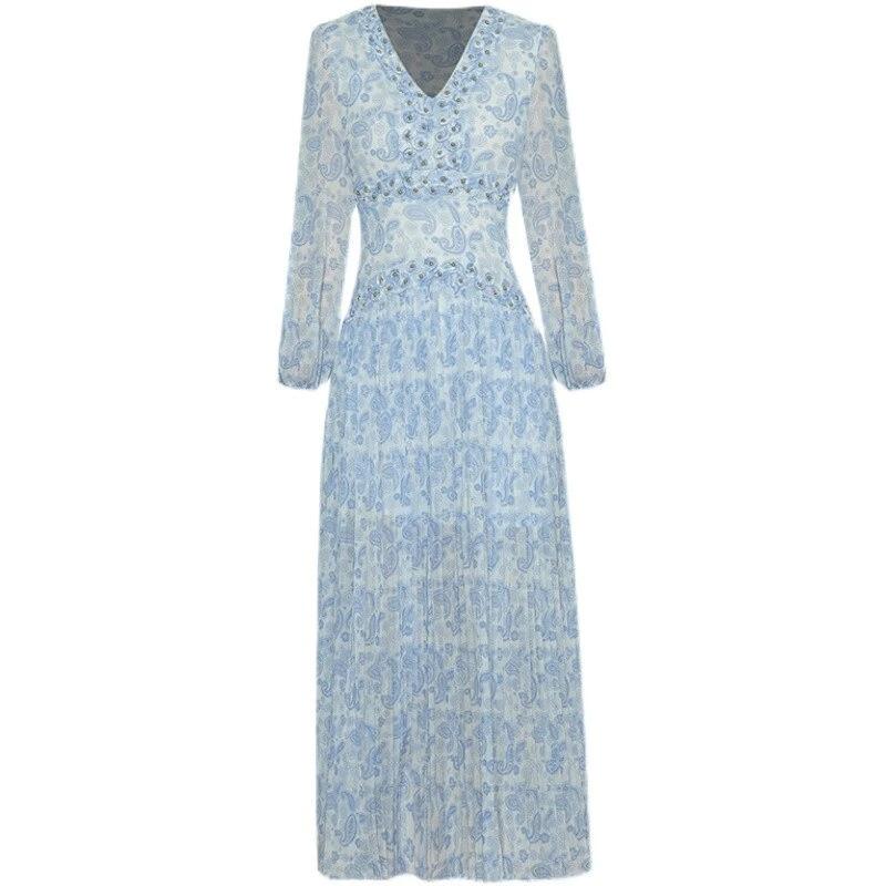 Vestido Azul De La Vendimia