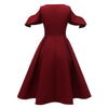 Vestido Vintage Cuello Volante Burdeos