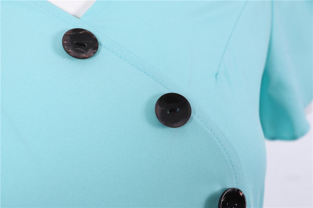 Vestido Vintage Botones Azul