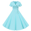 Vestido Vintage Botones Azul