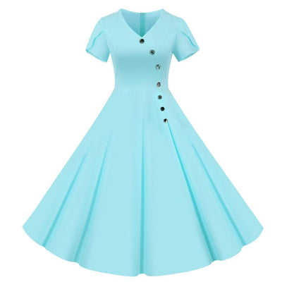 Vestido Vintage Botones Azul