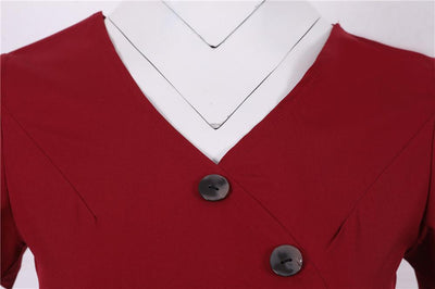 Vestido Vintage Botones Burdeos