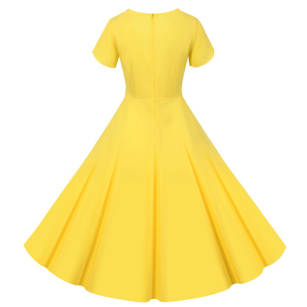 Vestido Vintage Botones Amarillo