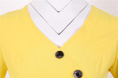 Vestido Vintage Botones Amarillo