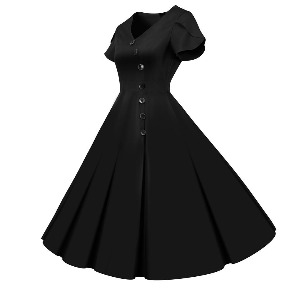 Vestido Vintage Botones Negro