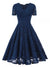 Vestido Vintage Bordado Azul Marino