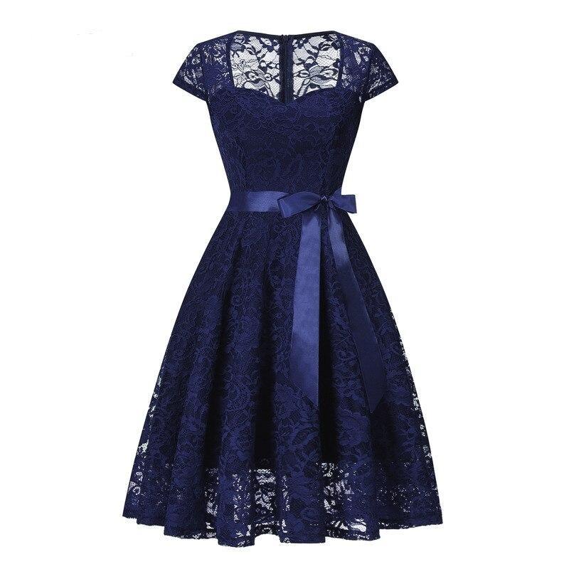 Vestido Vintage Bordado Azul Marino