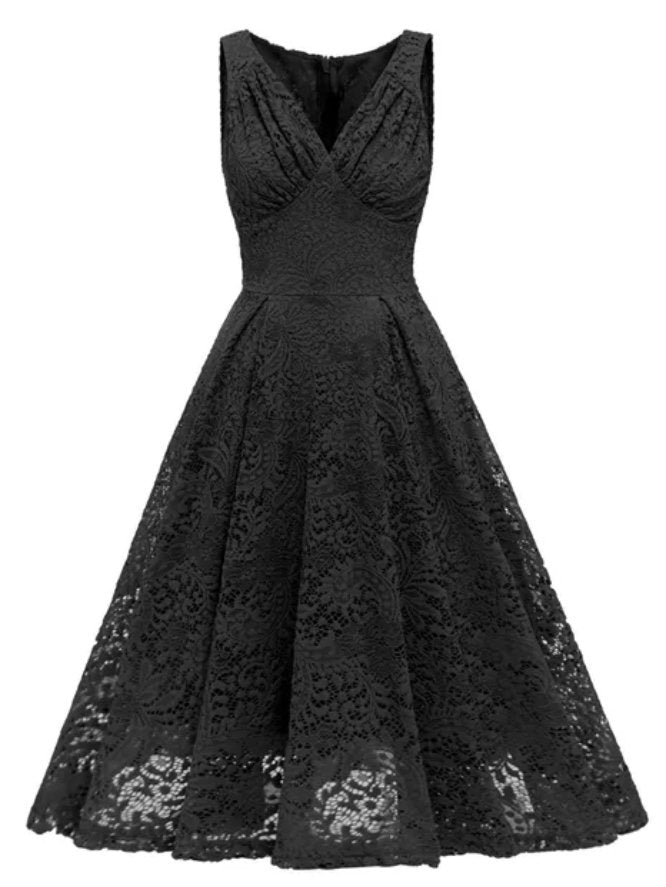 Vestido Vintage Bordado Negro