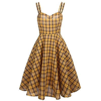 Vestido Vintage A Cuadros Con Velo