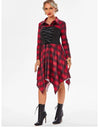 Vestido Vintage De Cuadros Con Cordones Rojo
