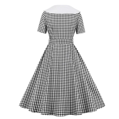 Vestido Vintage Cuadros Negro