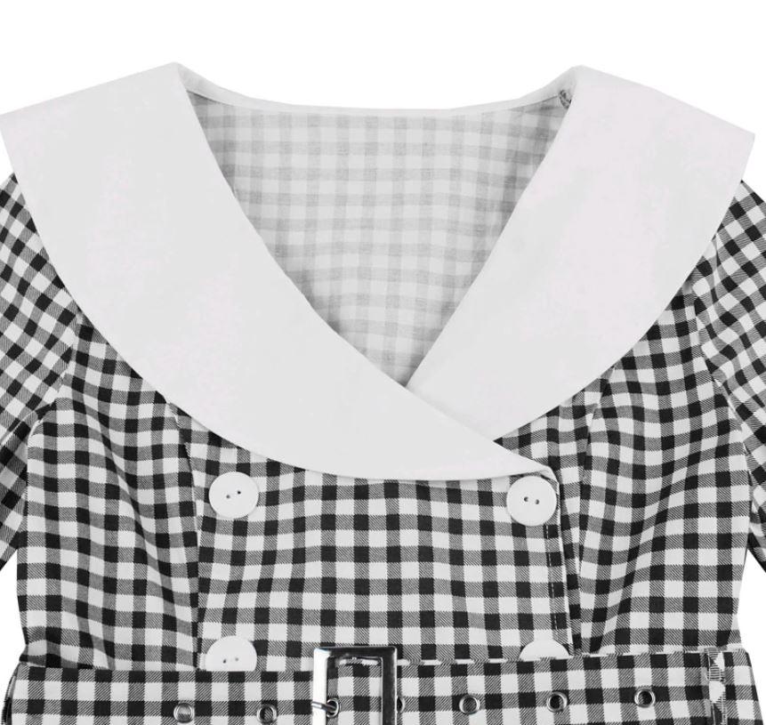 Vestido Vintage Cuadros Negro