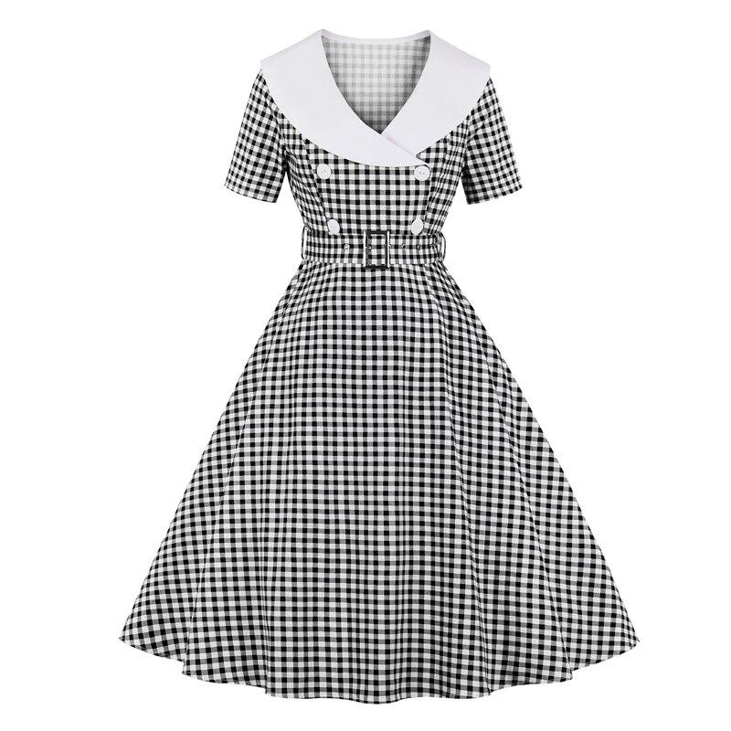 Vestido Vintage Cuadros Negro