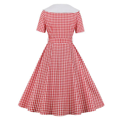 Vestido Vintage Cuadros Rojo