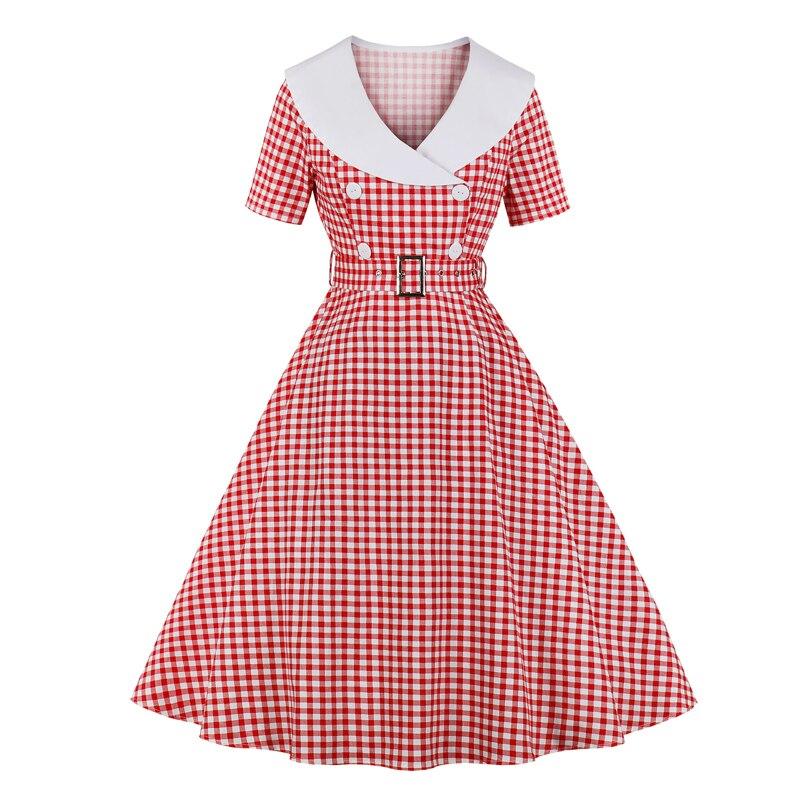 Vestido Vintage Cuadros Rojo