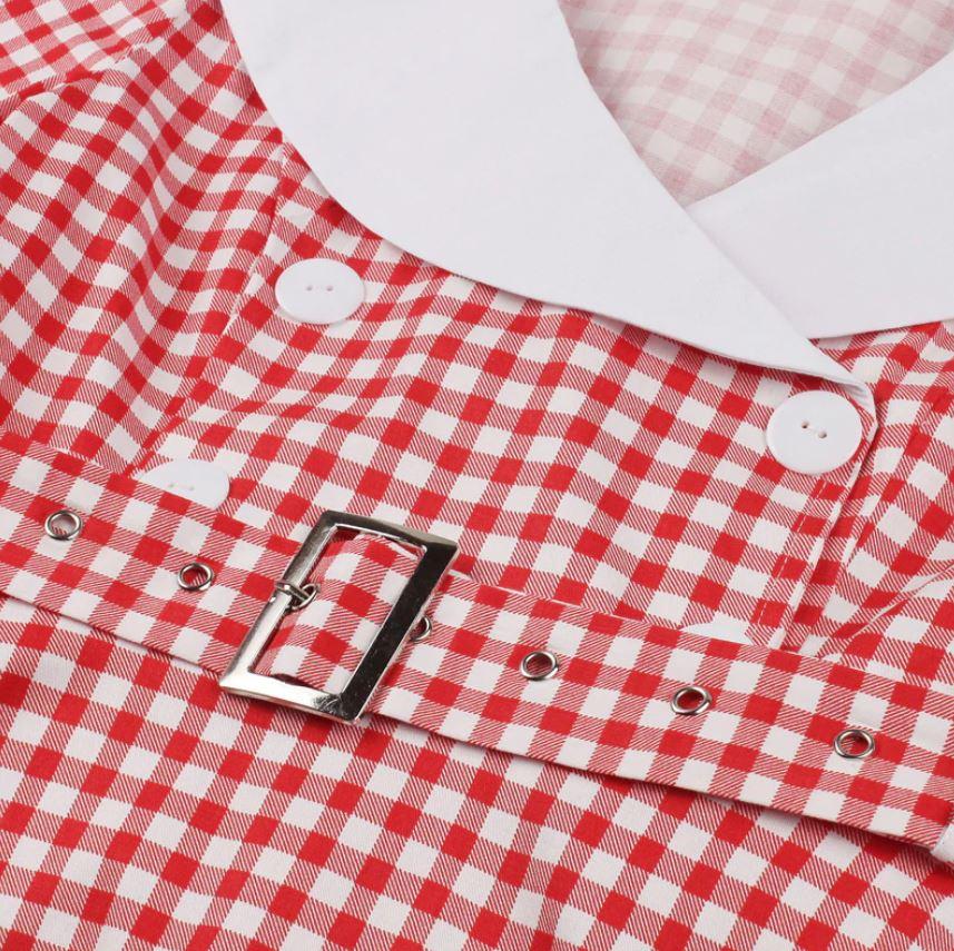 Vestido Vintage Cuadros Rojo