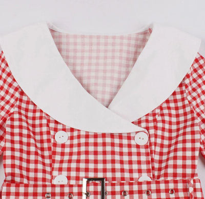 Vestido Vintage Cuadros Rojo