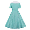 Vestido Vintage Cuadros Turquesa