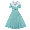 Vestido Vintage Cuadros Turquesa