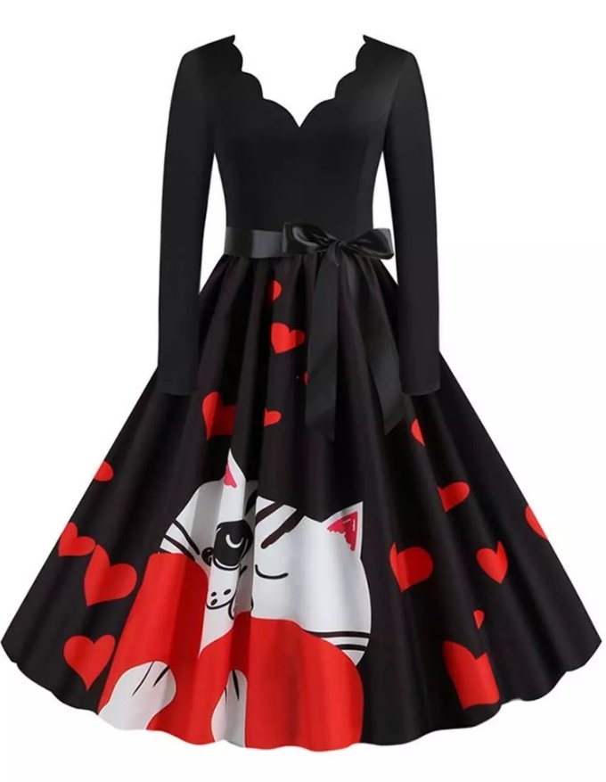 Vestido Vintage De Gato