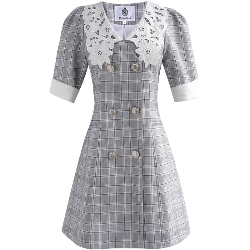 Vestido Chic Vintage Cuadros Gris
