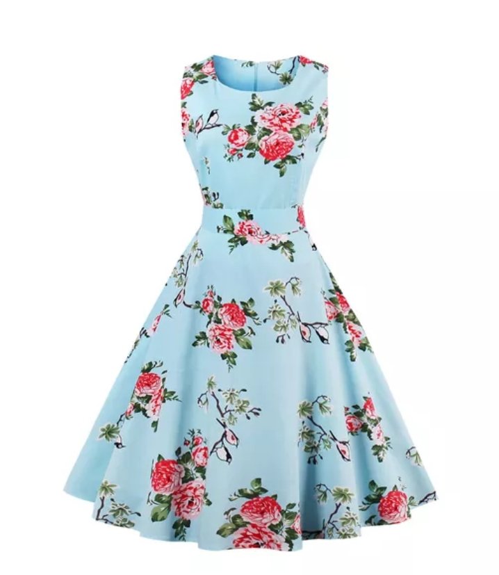 Vestido Vintage Chic Retro Belle Rosas