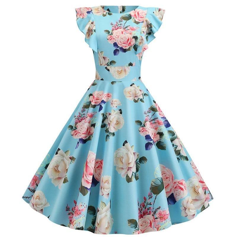 Vestido Retro Azul Vintage Chic