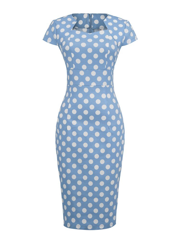 Vestido Vintage Escote Cuadrado Lunares