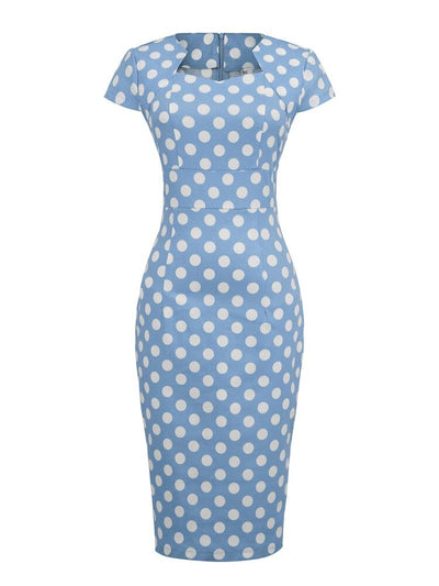 Vestido Vintage Escote Cuadrado Lunares