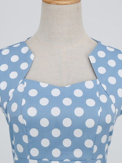 Vestido Vintage Escote Cuadrado Lunares