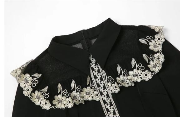 Vestido Vintage Cuello Peter Pan Negro