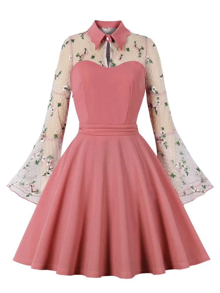 Vestido Vintage Cuello Peter Pan Rosa