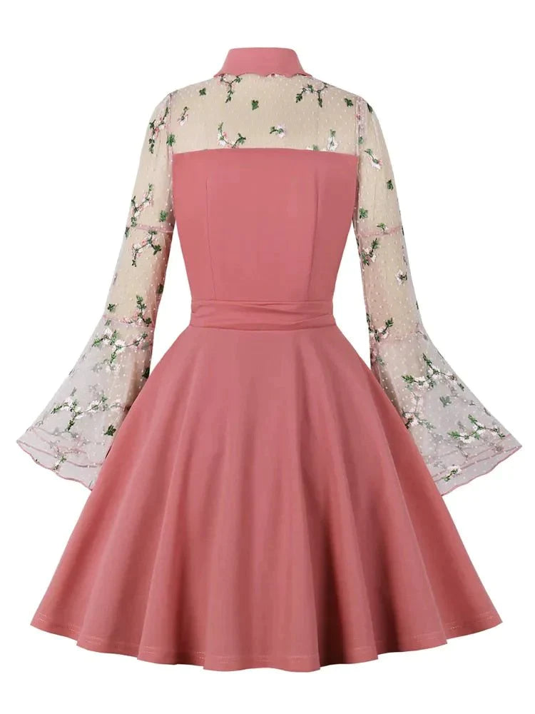Vestido Vintage Cuello Peter Pan Rosa